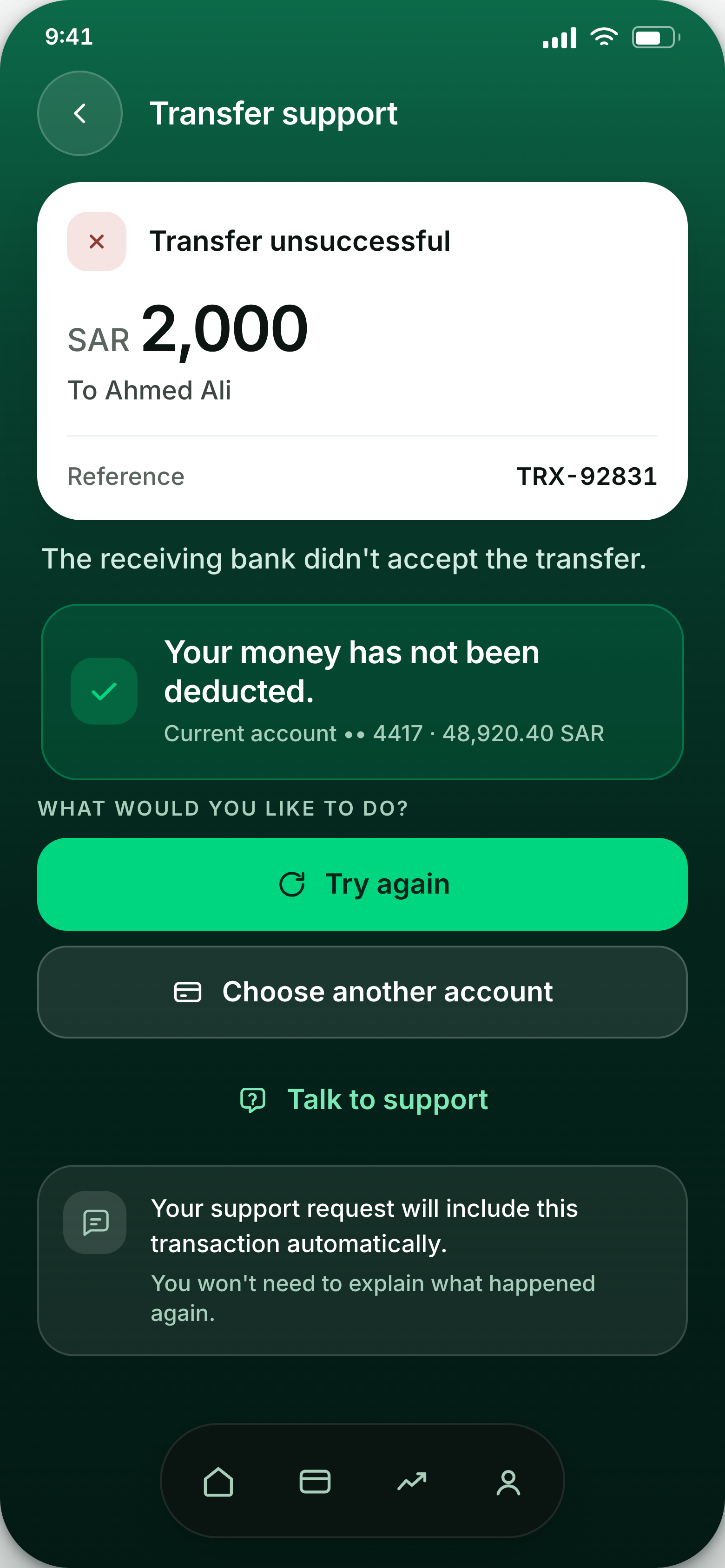 Transfer support