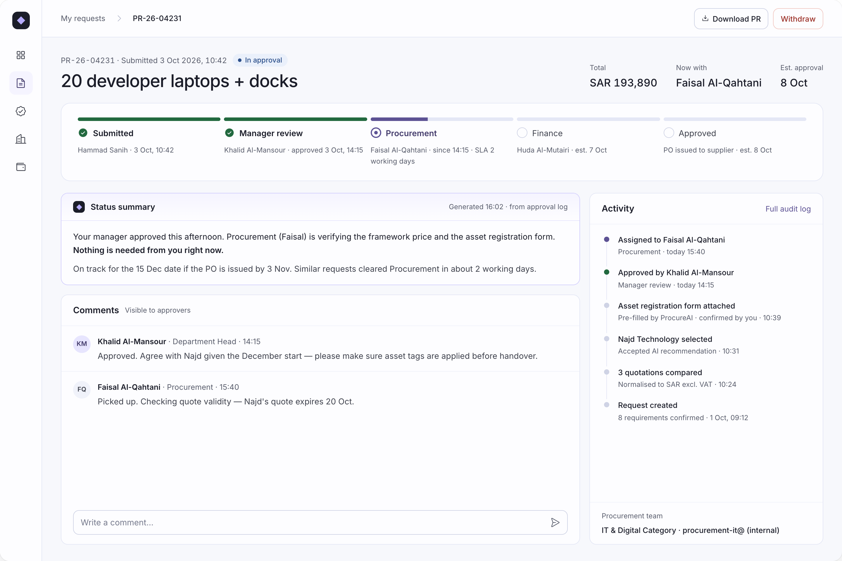 Approval tracking