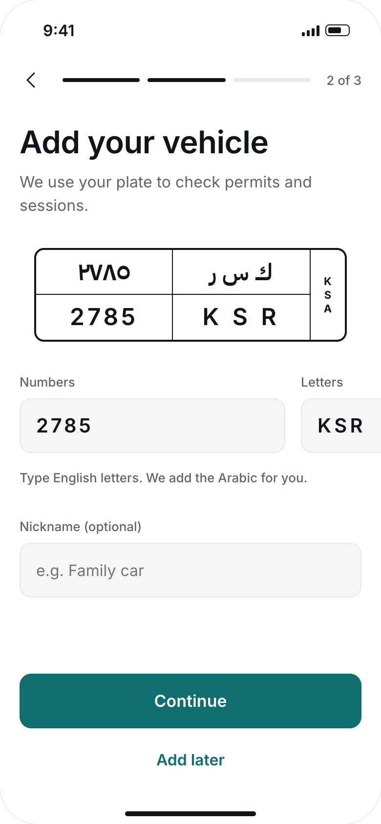 Add your vehicle