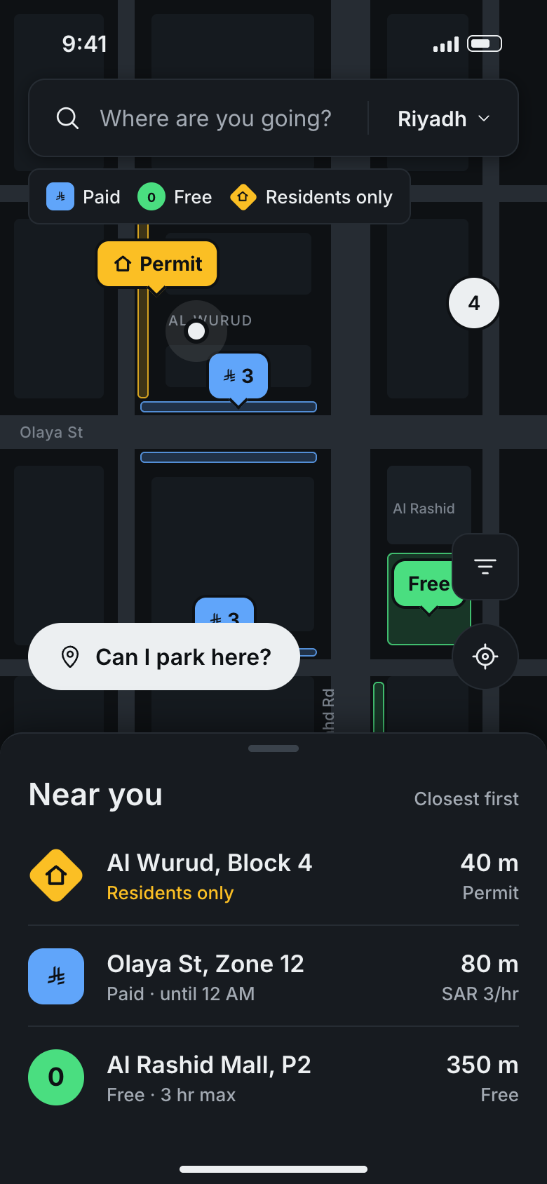 Arrival map, dark