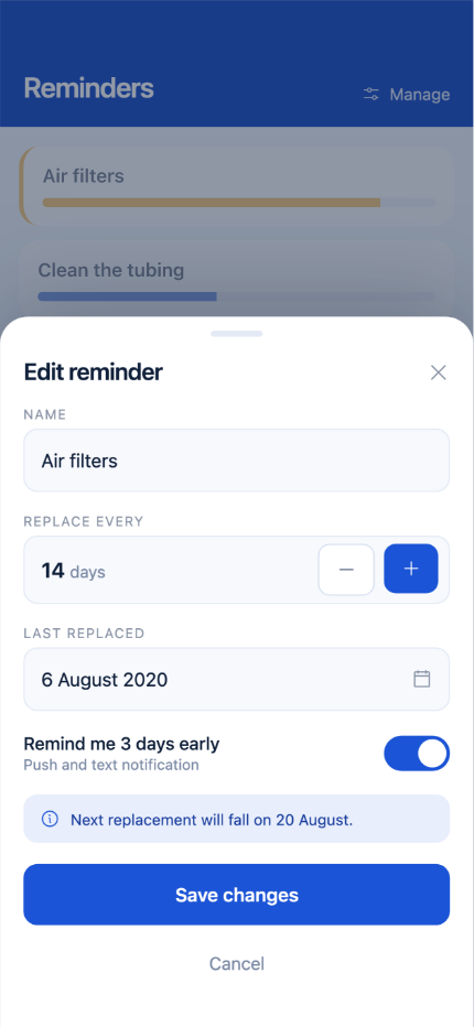 Edit reminder