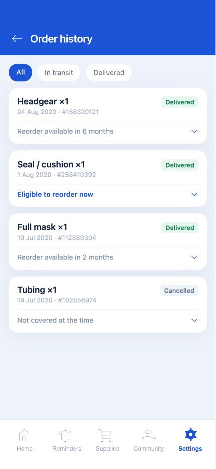 Order history